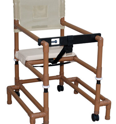 Walker PVC w/Ht Adj Arms &Seat Std w/Outriggers-Wood Tone