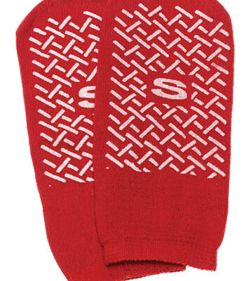 Slipper Socks; Small Red Pair Child Size 4-6