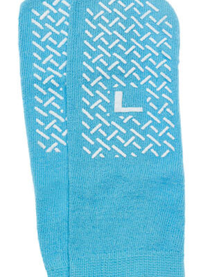 Slipper Socks; Large Sky Blue Pair  Men's 7-9   Wms 8-10