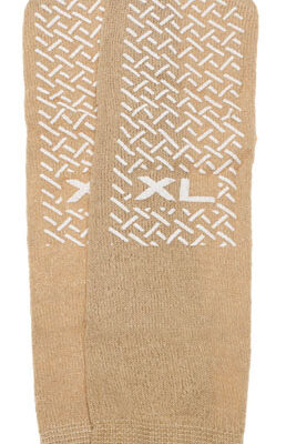 Slipper Socks; XL Beige Pair Men's  10-12  Wms 11-13