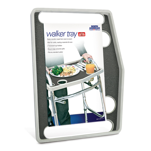 Walker Tray w/ Grip Mat Gray - Gray