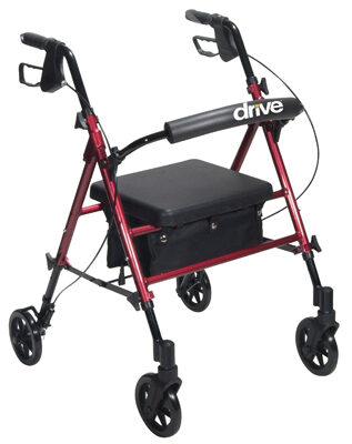 Rollator Aluminum w/Adj. Seat Height  Red