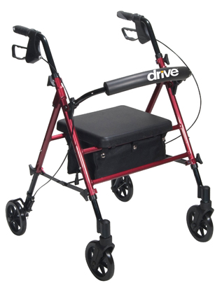 Rollator Aluminum w/Adj. Seat Height Red