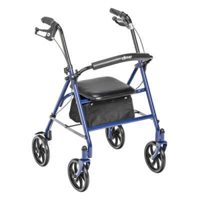 4 Wheel Steel Rollator w/7�  Casters & Basket- Loop-Blue