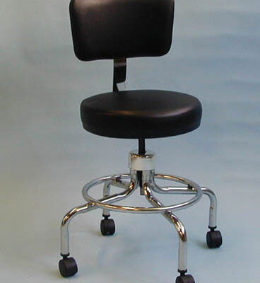 Classic Doctors Stool W/ Back W/ Foot Ring & Casters