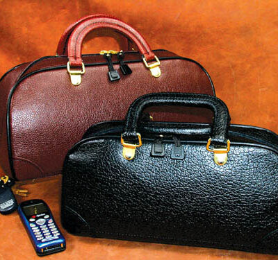 Zipper Physician Bag 12  Black Pebble Leather