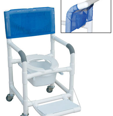 Shower Chair PVC Dlxe Drop Arm w/Folding Footrest & Sq. Pail