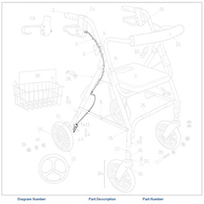 Rollator Brake Cable only