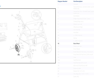 Front/Rear Wheel Assembly for Drive R728 Rollators