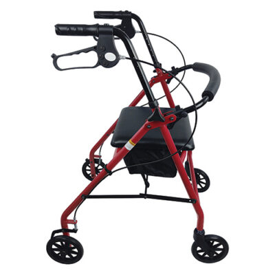 ROLL WITH ME Aluminum Rollator w/6  Wheels  Red by Blue Jay