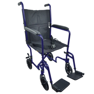ROLL WITH ME 19  Aluminum Transport Wheelchair  Blue