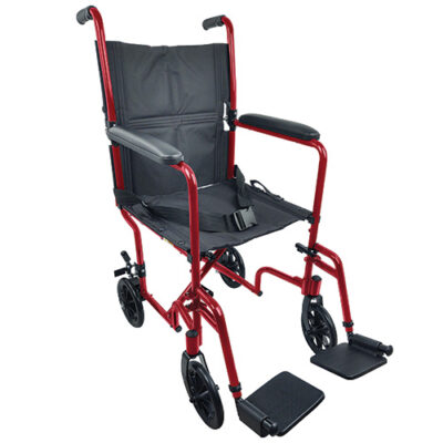 ROLL WITH ME 19  Aluminum Transport Wheelchair  Red