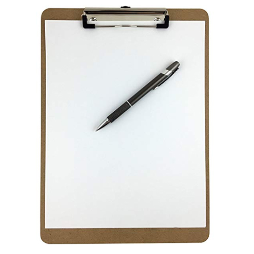 Clipboard 9 x 12� Hardboard Low Profile Clip