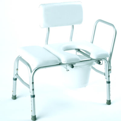 Bathtub Transfer Bench  Vinyl Padded  w/ Cut-out & Pail