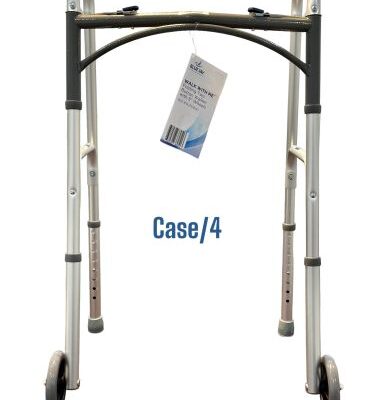 WALK WITH ME Folding Aluminum 2 Button Walker w/5 Wheels Cs4