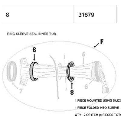 Ring Sleeve Seal Inner Tub for #115 Fluidotherapy Unit